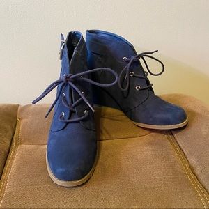 Navy Blue Wedge Booties - Size 9.5